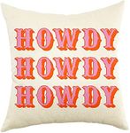 Ogiselestyle Farmhouse Pillow Covers with Howdy Howdy Quote 18" x 18" Farmhouse Rustic Cushion Covers with Saying Housewarming Gifts Family Room Décor
