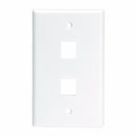 Leviton 41080-2WL QuickPort Wallplate for Large Connectors, Single Gang, 2-Port, White