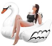 Greenco Giant Inflatable Swan Pool Float Lounger, Giant Swan Pool Float, Pool Floatie Swan for Pool Parties, Pool Water Toys, Inflatable Pool Floats 75"