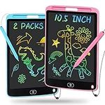 Toys for Girls Boys 10.5 Inch LCD Writing Tablet 2 Packs Drawing Pad, Colorful Screen Doodle Board for Preschool Kids, Travel Gifts Girl Boy Learning Toys for Age 3 4 5 5+ 6-8 8-10 Toddler