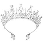 Vofler Tiaras and Crowns for Women Queen Silver Crystal Rhinestone Hair Jewelry Decor for Ladies Little Girls Bridal Bride Princess Birthday Wedding Pageant Prom Halloween Costume Party with Combs