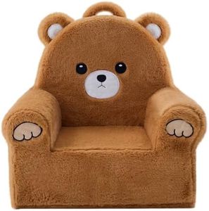 YLHO Cute Toddller Chair, Soft Faux Rabbit Fur Baby Couch, Cartoon Bear Design for Girls and Boys, 18 Month up to 3 Years
