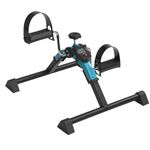 FIRST CHOICE Mini Pedal Exerciser Cycle Bike for Home Gym LCD Counter Foldable Exercise Bike Indoor Fitness Resistance Home Use Mini Bike (Black/Blue) (with Meter) (Blue)