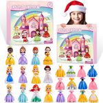 Princess Advent Calendar for Girls, 24 Days Princess Transformable Toys and Clothes Countdown Calendars Xmas Gifts for Girls Aged 3-8