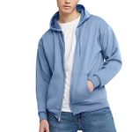 Hanes Men's Full Zip Eco Smart Fleece Hoodie, Light Blue, 3X-Large