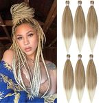 DT CHERYL Pre Stretched Braiding Hair, 6 Pack golden Braided Hair extension 26 inches Synthetic EZ Braid Hot Water Styling Braid Yaki Texture Pre-stretched Hair for Braiding Braids 27/613