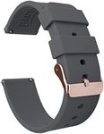 BARTON WATCH BANDS 20mm Smoke Grey Soft Silicone Quick Release - Rose Gold Buckle