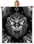Feelyou Death Moth Fleece Blanket for Chair Sofa Couch Boho Gothic Skull Sherpa Blanket Decorative Pesonalized Skeleton Bones Fuzzy Blanket Bohemian Style Plush Throw Blanket Twin 60"x80"