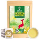 WT WEETEE Organic Ginger Tea Bags, CERTIFIED USDA, 100% Pure Ginger Root Tea 100 Count, Caffeine Free, No Spices, No Flavors