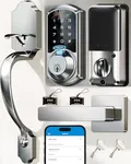 Veise Fingerprint Smart Locks for Front Door with Handle Set, App Control, Keyless Entry Keypad Deadbolt, Digital Electronic Touchscreen, Easy Install, Auto Lock, Satin Nickel