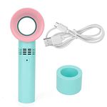 Mini Bladeless Eyelash Fan Dryer, Lash Fan Eyelash Fan Dryer Bladeless Handheld Fan Portable Mini USB Rechargeable with Fixed Base Eyelash Extension Blower for Grafting False Lash Supplies(Blue)