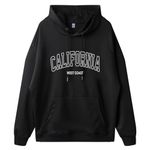 Wrenpies California Letter Graphic Print Hoodies for Teen Girls Cute Aesthetic Hooded Sweatshirt Preppy Loose Pullover Tops, Black, Medium