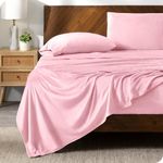 Bare Home Microplush Sheet Set, Deluxe Microplush Non-Pilling Bed Sheets, Deep Pocket, Extra Soft Velvety Bedding Set, All-Around Elastic Band Fitted Sheet, Microplush Bed Set (Twin XL, Light Pink)