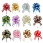 12 Pieces Pull Bows for Gift Wrapping, 12 Color Large Pull Bow Ribbon Gift Wrapping Bows, Pull Flower Ribbon Pull Bows Gift Wrap Bows for Birthday Wedding Christmas Wrapping and Decoration