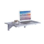 MCMACROS Wall Mounted Floating Folding Table, Drop Leaf Dining Table Small Wooden Desk for Office Home Kitchen(23.6" 15.6" (LW)), White