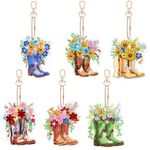 EEEKit Diamond Art Kits for Adults, Diamonds Painting Keychain Key Ring, Flower Boot Diamond Art Suncatcher Wind Chime