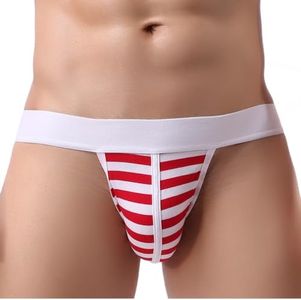 AIVibrat Sexy Men's Hollow Out Naughty Thong Exotic Assless Jockstrap Underwear, Red, Large