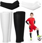 RoundFunny 4 Pairs Compression Leg Sleeve and Arm Sleeves for Basketball Youth Football Soccer Sports Sleeves for Boys Girls