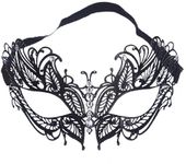 AMFSQJ Masquerade Mask, Metal Masks Sexy Venetian Carnival Masks Fancy Dress, Venetian Mardi Gras Prom Mask for Women (Black Venetian Mask)