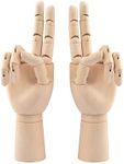 Wooden Hand Model, 2 PCS, 7 Inches Left and Right Hand Art Mannequin Figure with for Hand Jewelry Display, Decoration, Sketching, by GNIEMCKIN..