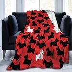 Scottie Dog Cute Pattern Super Soft Warm Fleece Blanket, Comfortable Flannel Blanket, Four Season Blanket Suitable for Bedroom Bed and Sofa