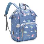 Bumtum Baby Diaper Bag for Mothers | Spacious Waterproof Backpack with Multiple Pockets to Easily Organise Baby Essentials, Various Sized Pockets (Printed, Blue)