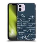 Head Case Designs Lines Shark Prints Soft Gel Case and Matching Wallpaper Compatible With Apple iPhone 11