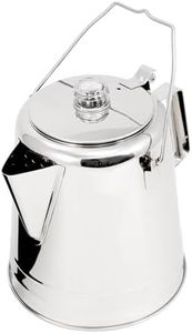 GSI Outdoors Glacier Stainless Steel Percolator Coffee Pot | Ultra-Rugged for Brewing Coffee Over Stove and Fire | Ideal for Group Camping, 28 cup (65028)