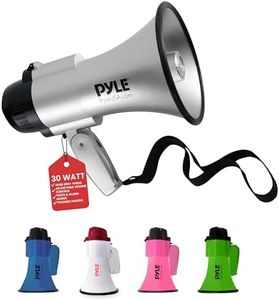 Pyle Portable Megaphone Speaker Siren Bullhorn - Compact and Battery Operated with 30 Watt Power, Microphone, 2 Modes, PA Sound and Foldable Handle for Cheerleading and Police Use - PMP33SL (Silver)