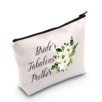 Wedding Gift Mother of Bride Mother of The Groom Wedding Makeup Bag Engagement Cosmetic Bag Gift for Mother in Law and Brides Mom (Bride's Fabulous Mother White), L