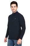 GODFREY Turtleneck Designer Knitted Mens Sweater Knit Self Design Textured Navy