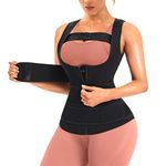 Ursexyly Women Waist Trainer Sweat Vest Weight Loss Sauna Suit Slim Belly Belt Sport Workout Tops with Breast Stabilizer Band (Black, XX-Large)