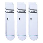 Stance Crew Sock - Basics - 3 Pack (White, Small)