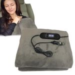 Luieonm 12v Car Heated Blanket, 100x70cm Brushed Fleece USB Electric Blanket for Auto, Cable Length 1.8m, Portable Electric Throw Blankets with Intelligent 4-Speed Temperature Timer for Car
