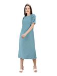 PURVAJA Women’s A-Line Below Knee Length Dress (Yuvi-013-Dusty_Sage Blue_X-Large)