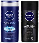 Nivea Men Shower Gel, Deep Impact Cleansing Body Wash, Men, 250ml & Men Shower Gel, Cool Kick Body Wash, 250ml