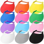 Retisee 12 Pcs Sports Foam Sun Visors for Women Bulk Assorted Color Visor Hats Adjustable Sun Protection Golf Hat for Girls, Multicolor, Medium/One Size