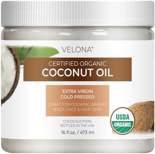 Velona USDA Certified Organic Coconut Oil Extra Virgin - 16 fl oz | Food and Cosmetic Grade | in jar | Extra Virgin, Cold Pressed