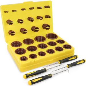 NBRINGO 382 PCS Viton O-Ring Kit (30 Sizes) - SAE Standard & 75A Durometer FKM O Ring Assortment Kit for High Pressure Automotive Engines, Fuel Systems, Pumps & Chemical Plumbing - with 4 Pick Tools