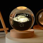 GUOCHENG Crystal Ball Night Light 3D Engraved Galaxy Crystal Globe with Warm LED Lamp Base, The Milky Way Lights as a Gift for Teens Boys and Girls (Galaxy-L)