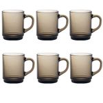 Duralex Versailles Glass Mugs Cups 260ml, Smoke, Set of 6 4020CR06