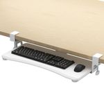 suptek Keyboard Tray Under Desk Pull Out with C-clamp Mount, Computer Keyboard & Mouse Tray, 25.6" x 11.8" Slide-Out Platform Computer Drawer for Home & Office, White, DSF1W