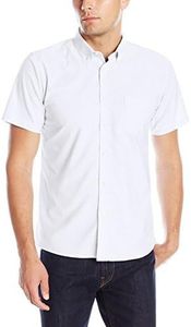 Izod Chemise Oxford boutonnée à Manches Courtes pour Homme, Blanc, S
