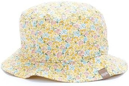 Floral Sun Hat for Little Girls, Toddlers – Soft Cotton, Summer Essential Bucket Hat- Yellow - Age 2-6 Y