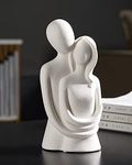 HYFAN Love Statue Hugging Couple Ceramic Decor Romantic Ornament Figurine Gift Meaningful Sculpture for Bedroom Home Office Shelf Desktop Decoration (White)