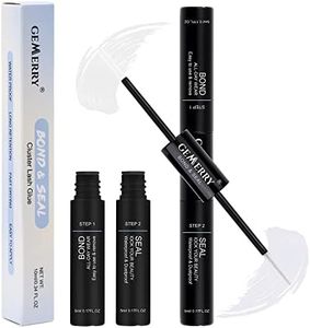 GEMERRY Lash Bond and Seal Eyelash Glue Cluster Lash Glue Clear Individual Lash Glue Lash Glue for DIY Eyelash Extensions Waterproof 48H+ Longwear Latex-Free Overnight Beginner Friendly (Clear, 10ml)