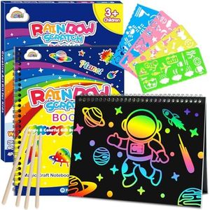 ZMLM Scratch Paper Art-Crafts Gift: 2 Pack Rainbow Notebooks Supplies Toys