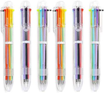 Hutou 24 Pack 0.5mm 6-in-1 Multicolor Ballpoint Pen 6 Colors Retractable Ballpoint Pens for Office School Supplies Students Children Gift, Kids Party Favors Pen(24 Pack)