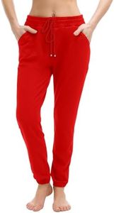Walifrey Womens Joggers with Pockets, Drawstring Sweatpants Women for Lounging Jogging Gym and Workout BrightRed,1 Pack BrightRed L