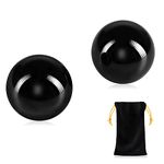 Learay 2PCS Black Obsidian Baoding Balls, Chinese Health Exercise Massage Balls with Carry Pouch for Stress Relief Hand Exercise Balls (Black/1.57 inch)